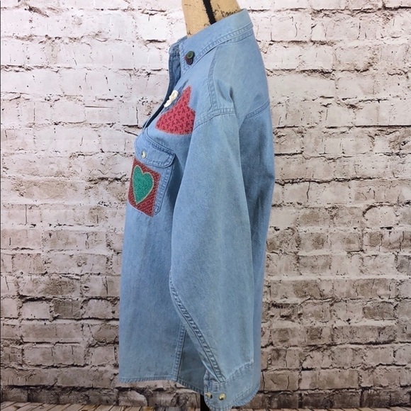 Blue Mountain Embroidered Denim w/ Hearts Sz S - Picture 6 of 15